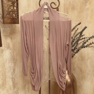 Charming Charlie Tan & Lace Lightweight Cardigan.  Shawl Collar.  Size XL.